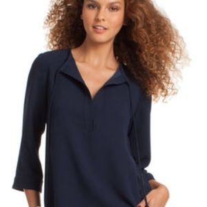 🌈💥EUC💥 CLASSY TRINA TURK SEDONA NAVY WOVEN TOP